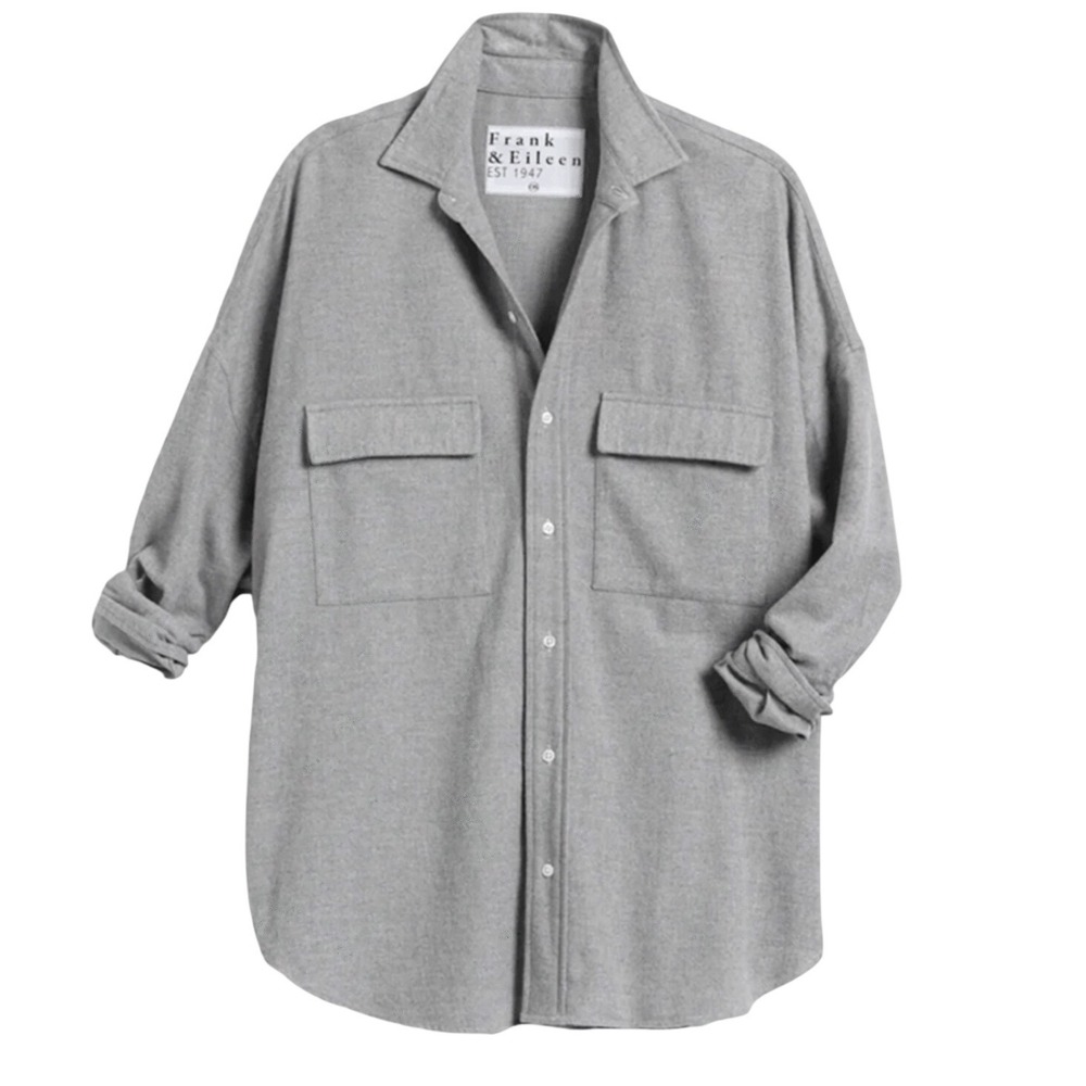 Frank & Eileen McLoghlin Flannel Utility Shirt Jacket Gray Melange XS/S - Picture 2 of 9